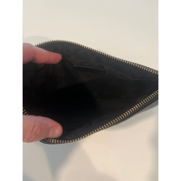 Michael Kors Black Leather Wristlet Pouch With Gold-Tone Zipper Closure - Picture 5 of 8